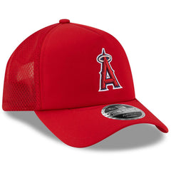 Red Los Angeles Angels New Era 2026 Batting Practice Apex 9FORTY Adjustable Trucker Hat