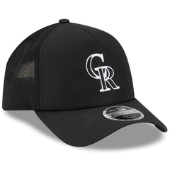 Black Colorado Rockies New Era 2026 Batting Practice Apex 9FORTY Adjustable Trucker Hat