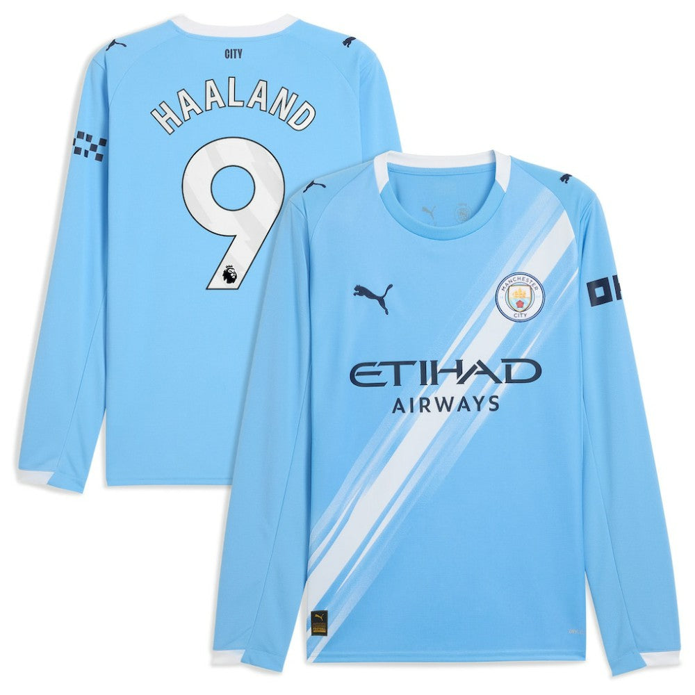 Erling Haaland Manchester City 2025/26 Home Replica Long Sleeve Player Jersey