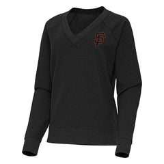 Heather Black San Francisco Giants Antigua Women's Varsity Tri-Blend V-Neck Long Sleeve T-Shirt