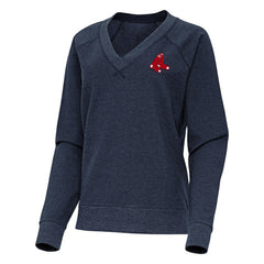 Heather Navy Boston Red Sox Antigua Women's Varsity Tri-Blend V-Neck Long Sleeve T-Shirt