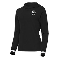 Black San Diego Padres Antigua Women's Trek Pullover Hoodie