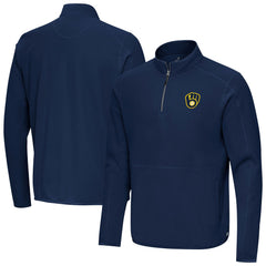 Navy Milwaukee Brewers Antigua Step Up Quarter-Zip Pullover