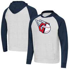 Heather Navy/Gray Cleveland Guardians Antigua Urgent Pullover Hoodie
