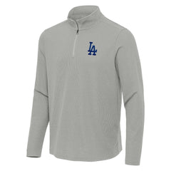 Heather Gray Los Angeles Dodgers Antigua Sync Tri-Blend Quarter-Zip Pullover