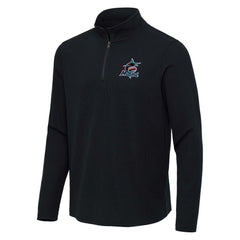 Heather Black Miami Marlins Antigua Sync Tri-Blend Quarter-Zip Pullover