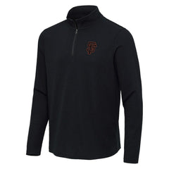 Heather Black San Francisco Giants Antigua Sync Tri-Blend Quarter-Zip Pullover