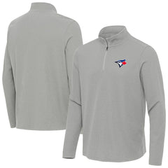 Heather Gray Toronto Blue Jays Antigua Sync Tri-Blend Quarter-Zip Pullover