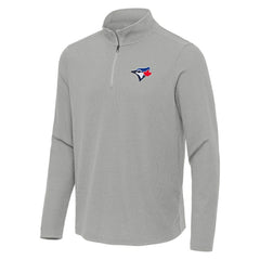 Heather Gray Toronto Blue Jays Antigua Sync Tri-Blend Quarter-Zip Pullover