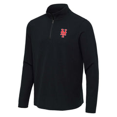 Heather Black New York Mets Antigua Sync Tri-Blend Quarter-Zip Pullover