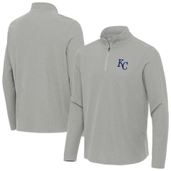 Heather Gray Kansas City Royals Antigua Sync Tri-Blend Quarter-Zip Pullover