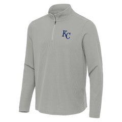 Heather Gray Kansas City Royals Antigua Sync Tri-Blend Quarter-Zip Pullover