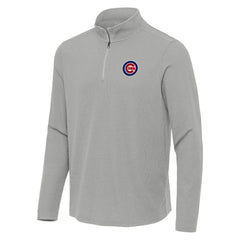 Heather Gray Chicago Cubs Antigua Sync Tri-Blend Quarter-Zip Pullover