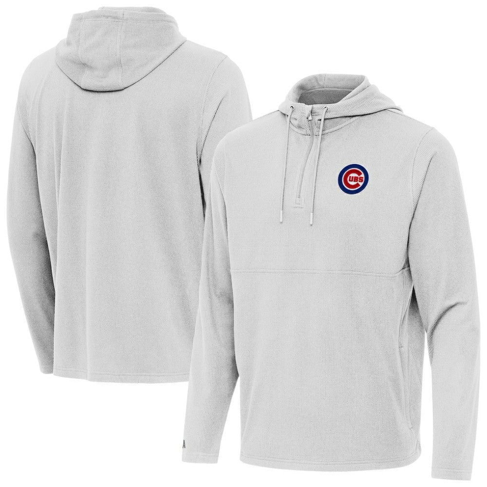 Gray Chicago Cubs Antigua Connected Quarter-Zip Pullover Hoodie