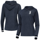 Heather Navy Seattle Mariners Antigua Women's Trek Pullover Hoodie