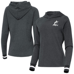 Heather Charcoal Miami Marlins Antigua Women's Trek Pullover Hoodie