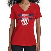 Red Washington Nationals Starter Women's Team Color Shading V-Neck T-Shirt