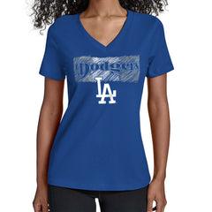 Royal Los Angeles Dodgers Starter Women's Team Color Shading V-Neck T-Shirt