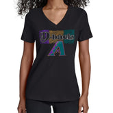Black Arizona Diamondbacks Starter Women's Team Color Shading V-Neck T-Shirt