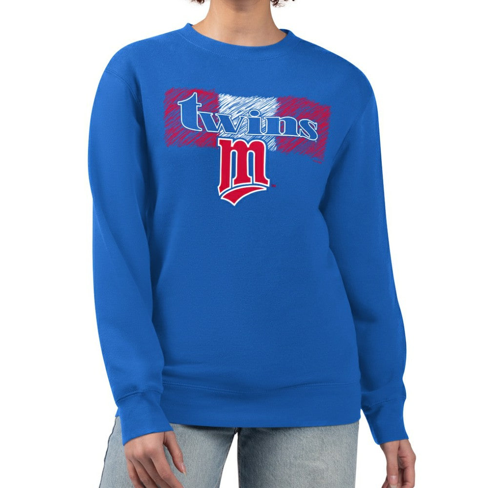 Royal Minnesota Twins Starter Women's Team Color Shading Fleece Pullover Sweatshirt