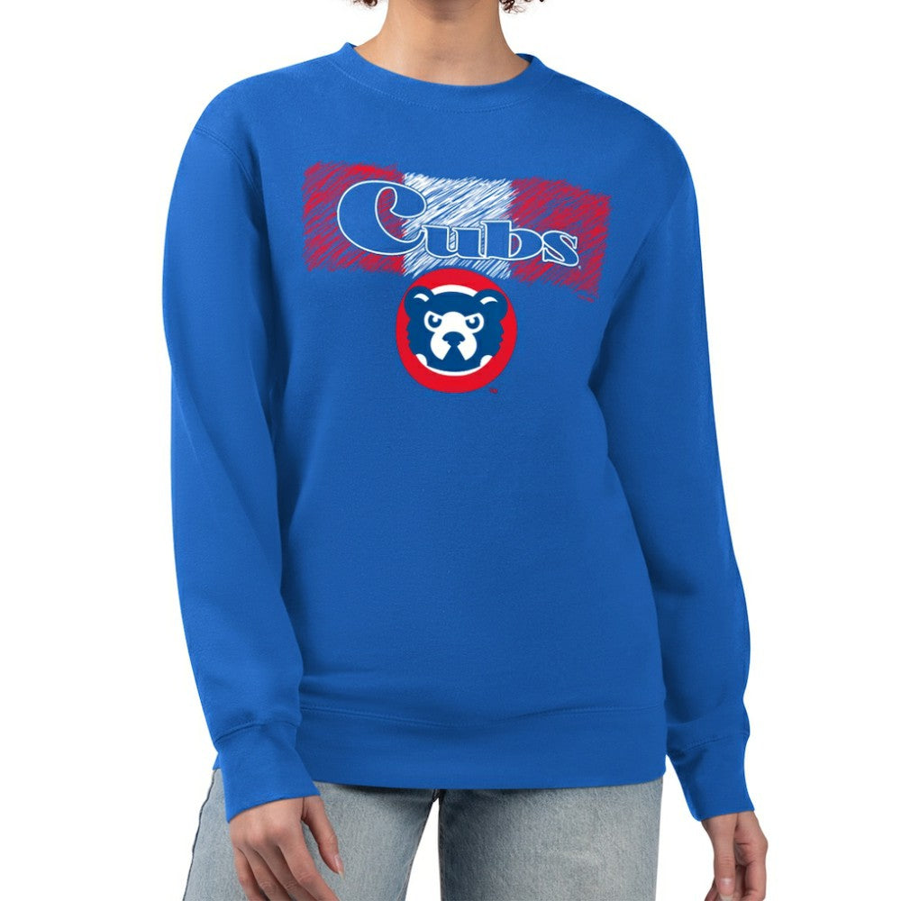 Royal Chicago Cubs Starter Women's Team Color Shading Fleece Pullover Sweatshirt
