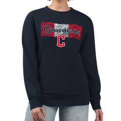 Navy Cleveland Guardians Starter Women's Team Color Shading Fleece Pullover Sweatshirt