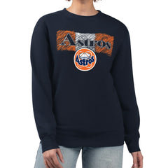 Navy Houston Astros Starter Women's Team Color Shading Fleece Pullover Sweatshirt