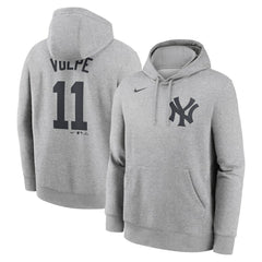 Heather Gray Anthony Volpe New York Yankees Nike Player Name & Number Club Fleece Pullover Hoodie