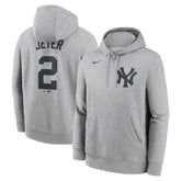 Heather Gray Derek Jeter New York Yankees Nike Player Name & Number Club Fleece Pullover Hoodie