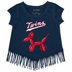 Navy Minnesota Twins Tiny Turnip Girls Youth Balloon Dog Fringe T-Shirt