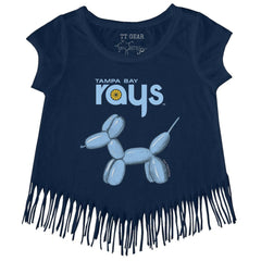 Navy Tampa Bay Rays Tiny Turnip Girls Youth Balloon Dog Fringe T-Shirt
