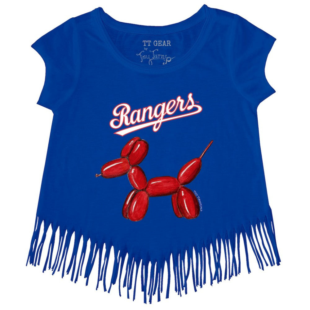 Royal Texas Rangers Tiny Turnip Girls Youth Balloon Dog Fringe T-Shirt
