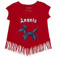 Red Los Angeles Angels Tiny Turnip Girls Youth Balloon Dog Fringe T-Shirt