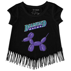 Black Arizona Diamondbacks Tiny Turnip Girls Youth Balloon Dog Fringe T-Shirt