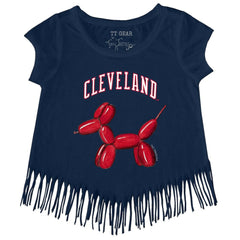 Navy Cleveland Guardians Tiny Turnip Girls Youth Balloon Dog Fringe T-Shirt