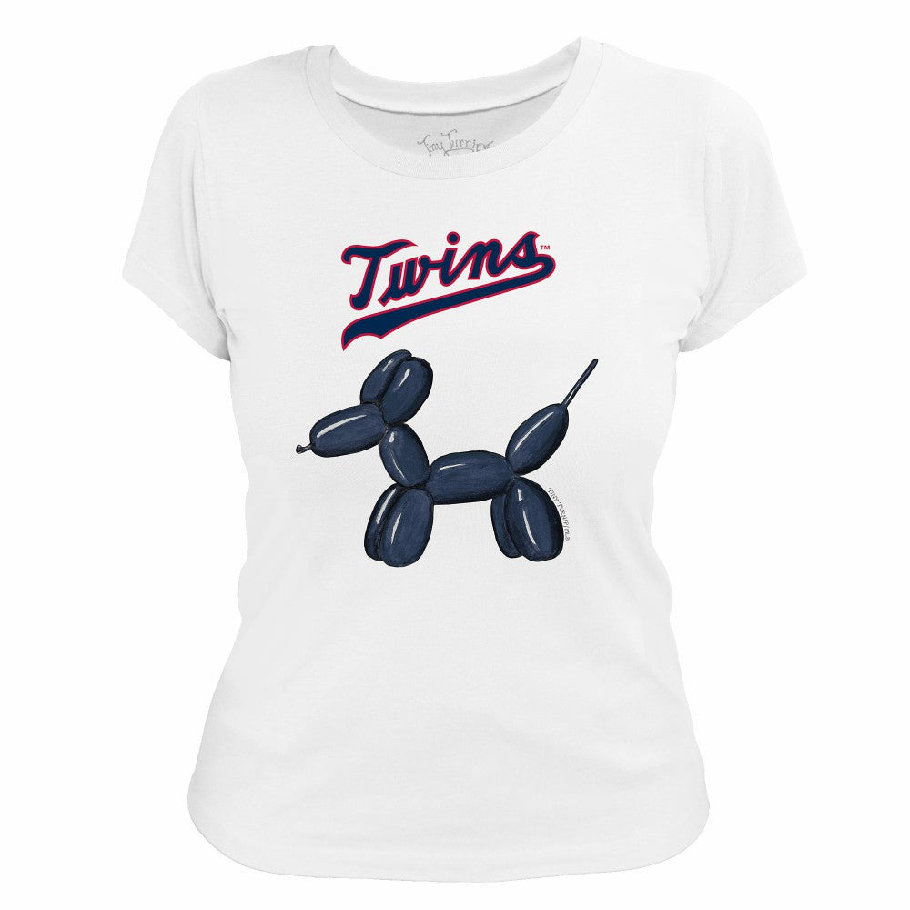 White Minnesota Twins Tiny Turnip Women's Balloon Dog T-Shirt