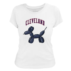 White Cleveland Guardians Tiny Turnip Women's Balloon Dog T-Shirt