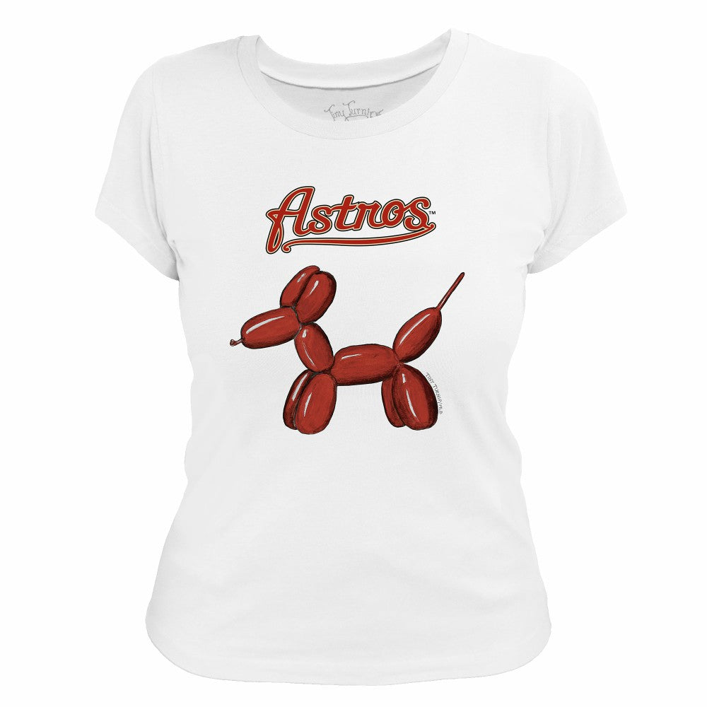 White Houston Astros Tiny Turnip Women's Balloon Dog T-Shirt