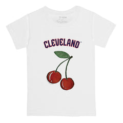 White Cleveland Guardians Tiny Turnip Youth Cherries T-Shirt