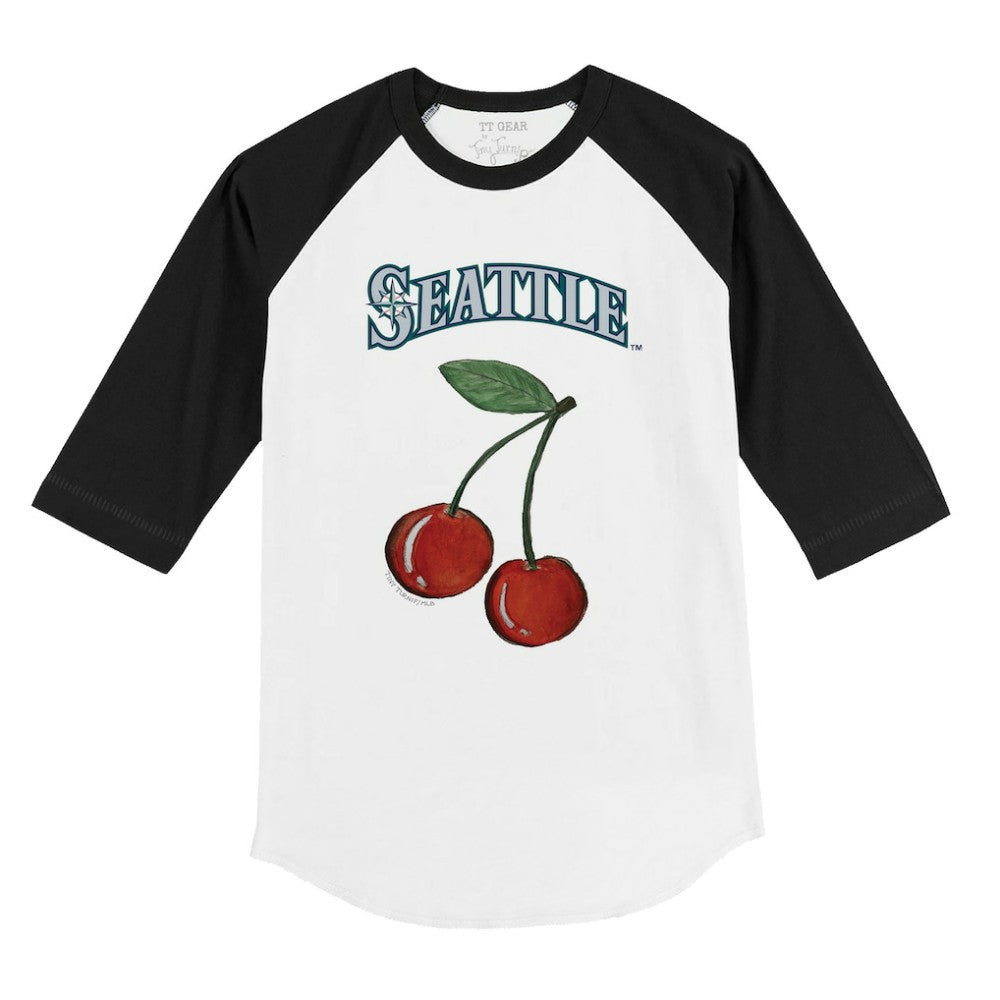 White Seattle Mariners Tiny Turnip Youth Cherries 3/4-Sleeve Raglan Baseball T-Shirt