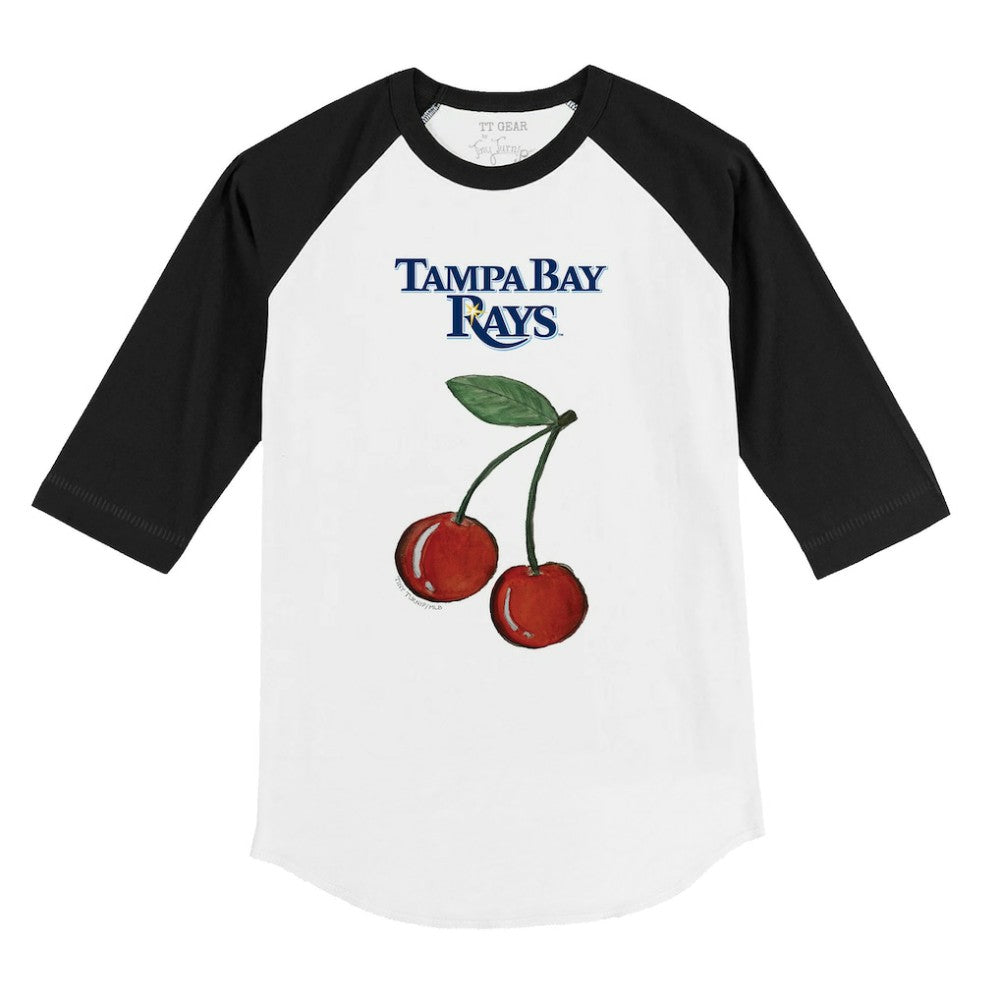White Tampa Bay Rays Tiny Turnip Youth Cherries 3/4-Sleeve Raglan Baseball T-Shirt