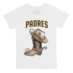 White San Diego Padres Tiny Turnip Youth Cowboy Boot T-Shirt