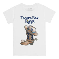 White Tampa Bay Rays Tiny Turnip Youth Cowboy Boot T-Shirt