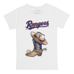 White Texas Rangers Tiny Turnip Youth Cowboy Boot T-Shirt