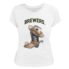 White Milwaukee Brewers Tiny Turnip Women's Cowboy Boot T-Shirt