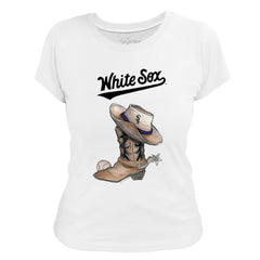 White Chicago White Sox Tiny Turnip Women's Cowboy Boot T-Shirt