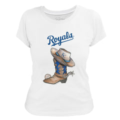 White Kansas City Royals Tiny Turnip Women's Cowboy Boot T-Shirt