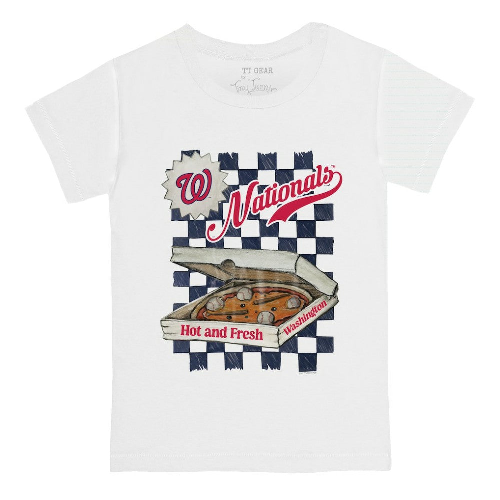 White Washington Nationals Tiny Turnip Youth Pizza T-Shirt