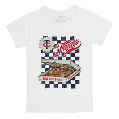 White Minnesota Twins Tiny Turnip Youth Pizza T-Shirt