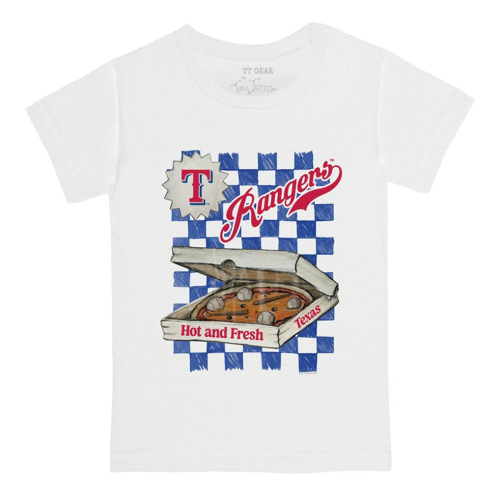White Texas Rangers Tiny Turnip Youth Pizza T-Shirt